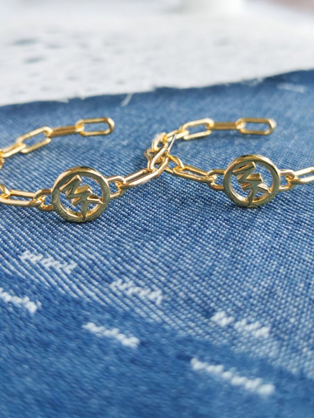 Michael Kors Signature Hoop Chain Link Hoop Earrings NEW